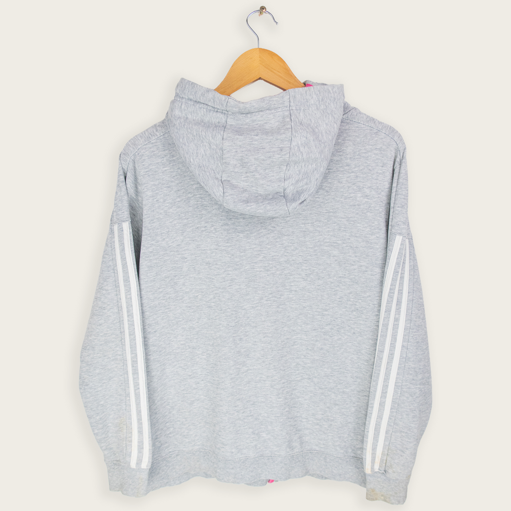 Y2K Adidas Hooded Jacket - Grey Pink Detail - Size M