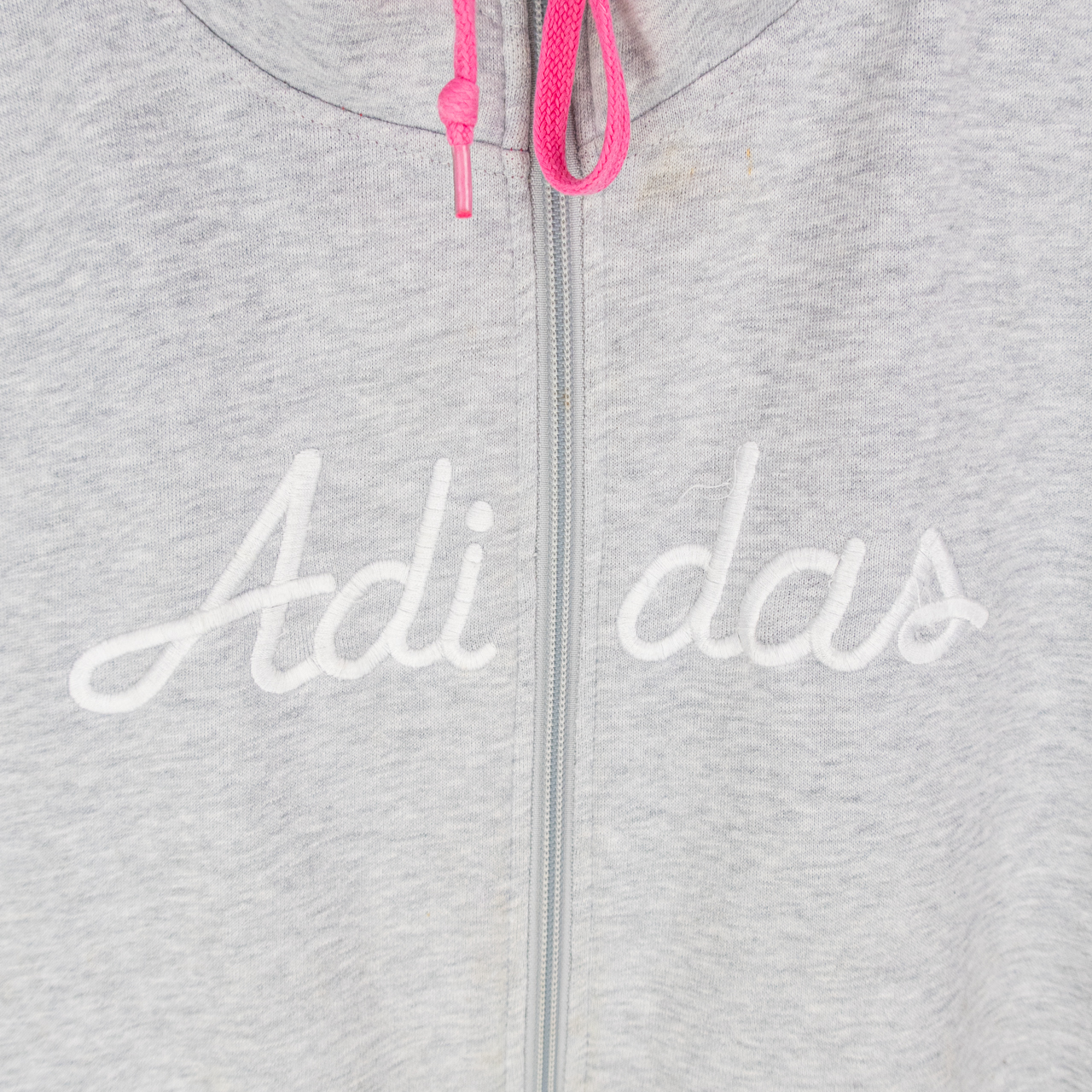 Y2K Adidas Hooded Jacket - Grey Pink Detail - Size M