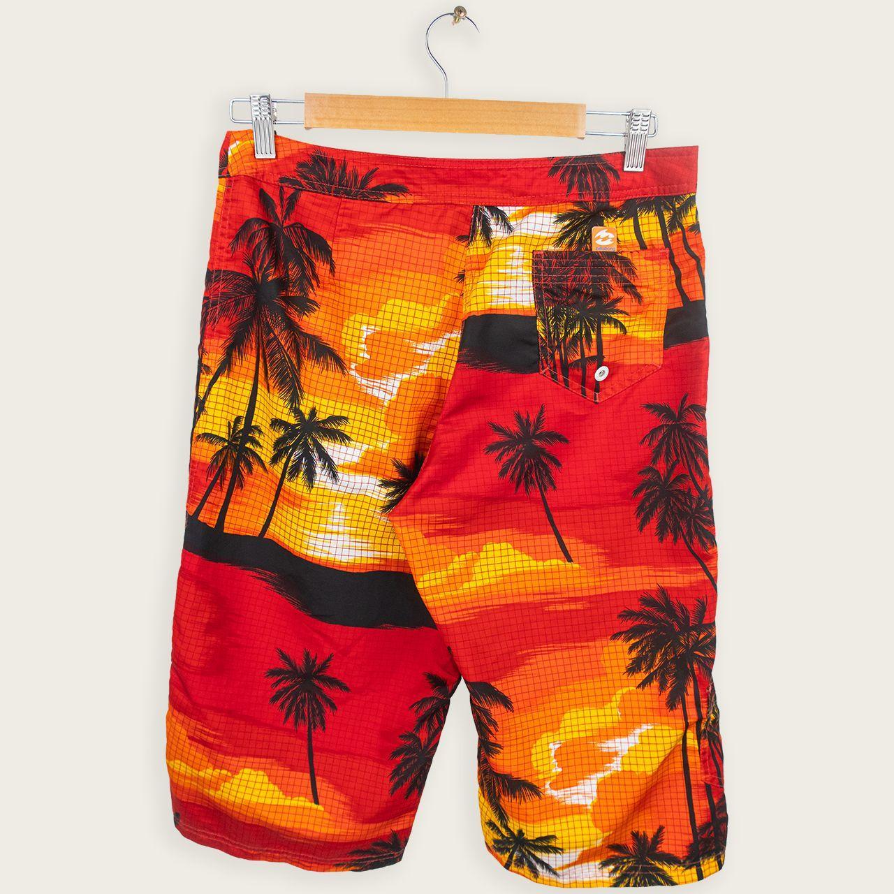 Y2K Billabong Board Shorts - Sunset Palm Print - Size 8