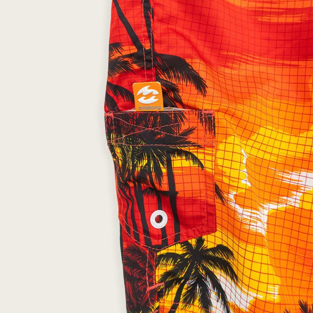 Y2K Billabong Board Shorts - Sunset Palm Print - Size 8