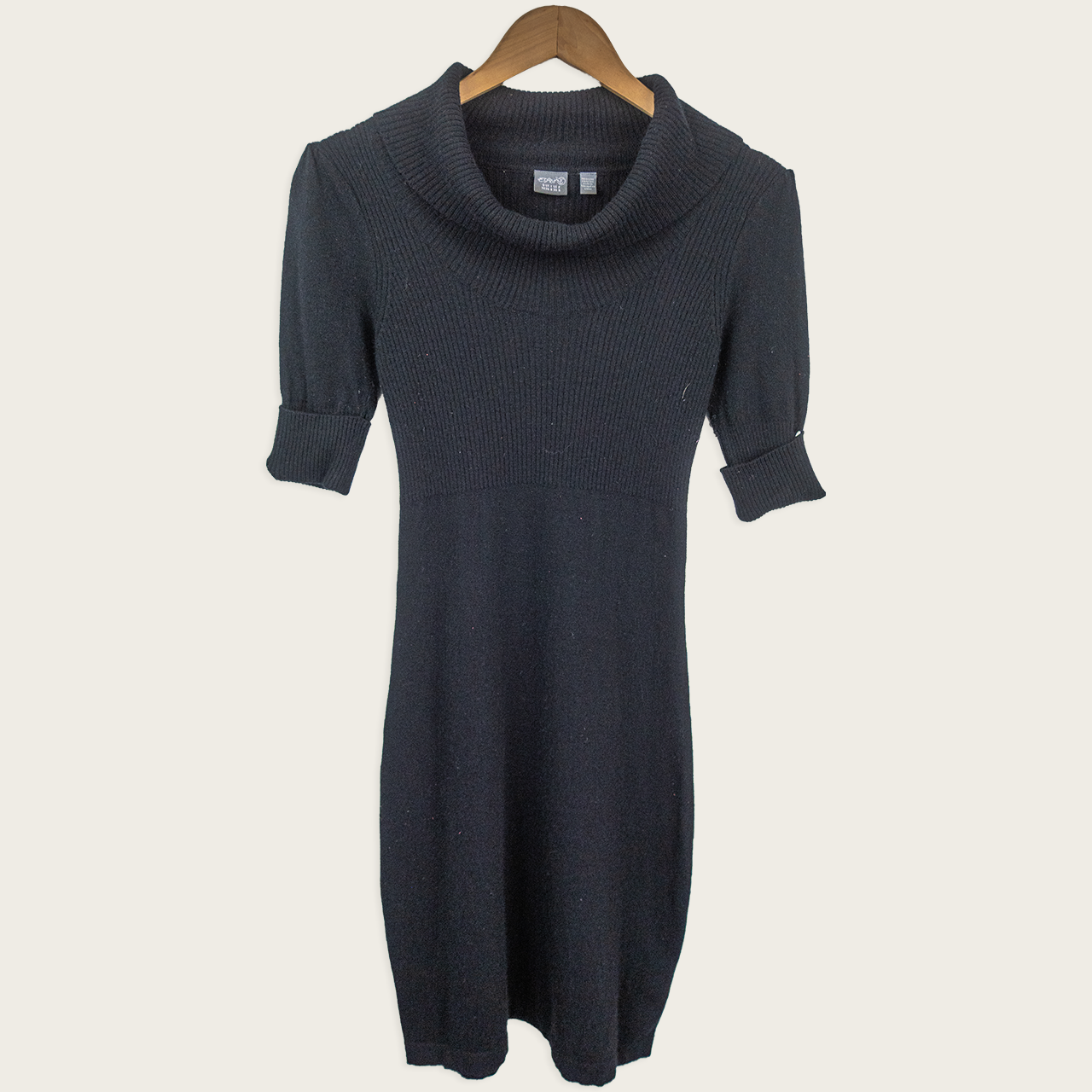 Y2K Esprit Knit Dress - Black Cowl Neck - Size XS