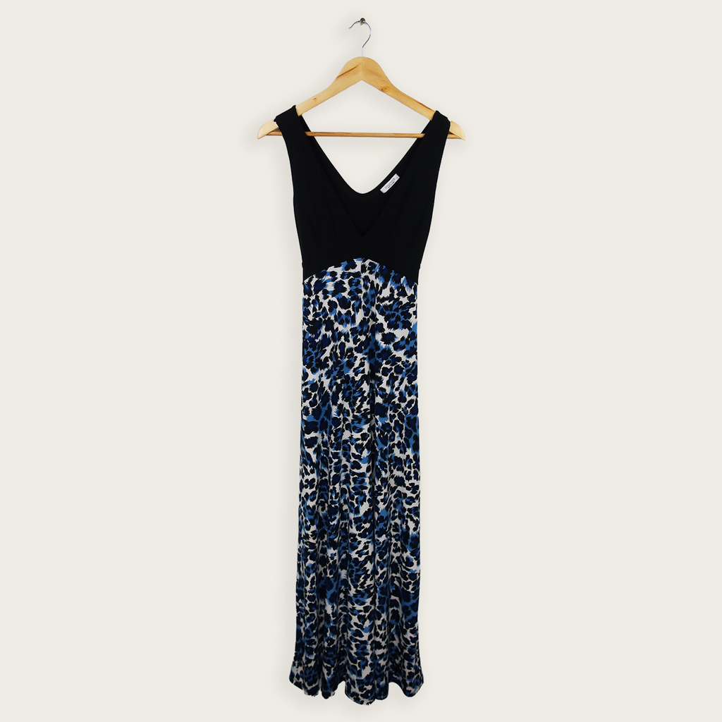 Y2K Crossroads Maxi Dress - Blue Leopard Print - Size S