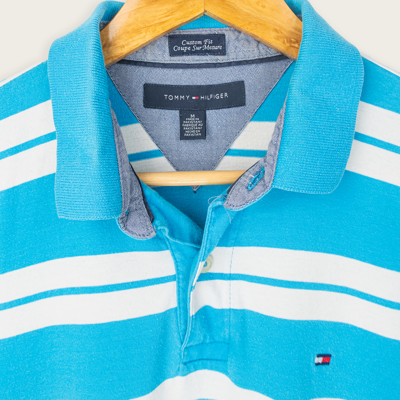 TOMMY HILFIGER STRIPED POLO SHIRT - M