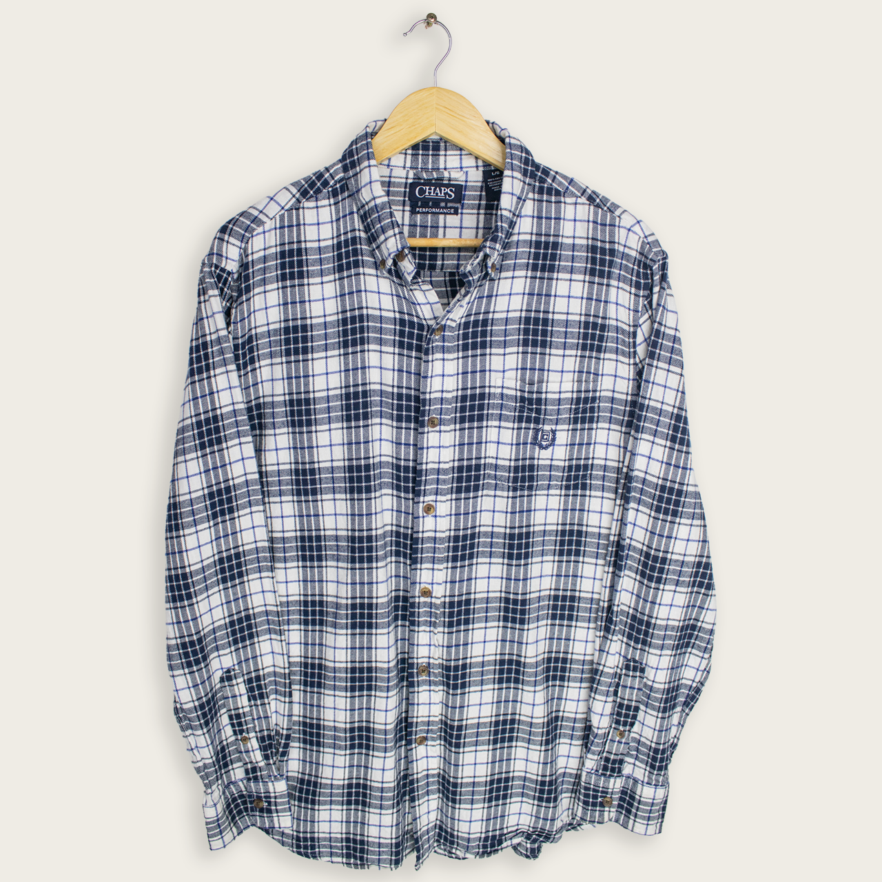 VINTAGE LONG-SLEEVE CHAPS BUTTON-UP SHIRT - L