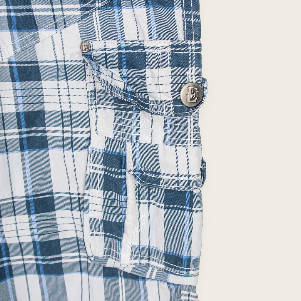 Blue & White Check ETHANOL Casual Streetwear/Skater Cargo Shorts - 38"