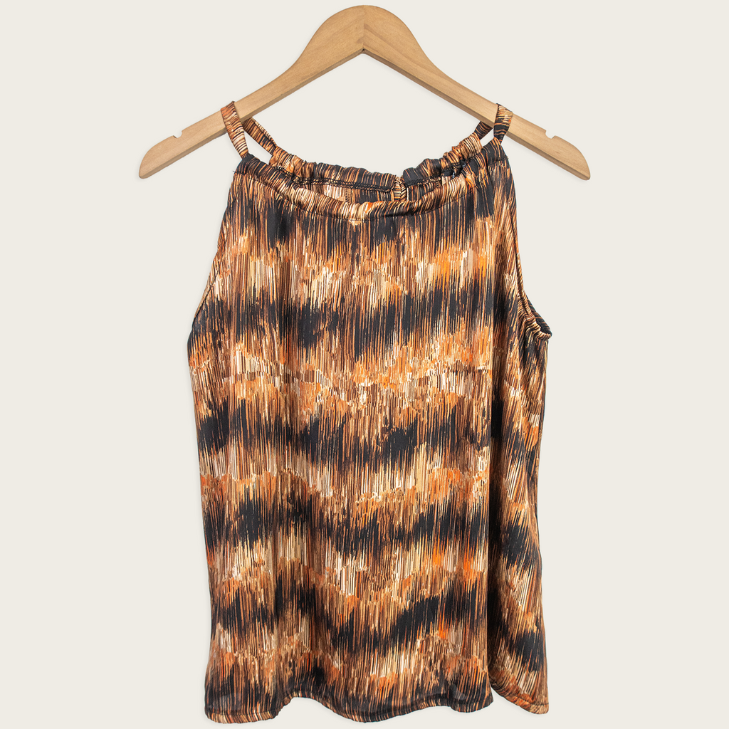 Valoo Abstract Halter Top - Brown Print - Size S