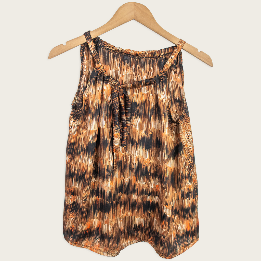 Valoo Abstract Halter Top - Brown Print - Size S