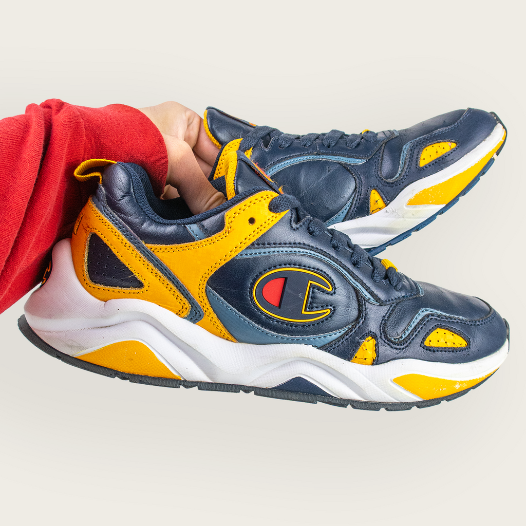 Men's Navy/Yellow CHAMPION Chunky Retro-Style Sneakers - US 8.5