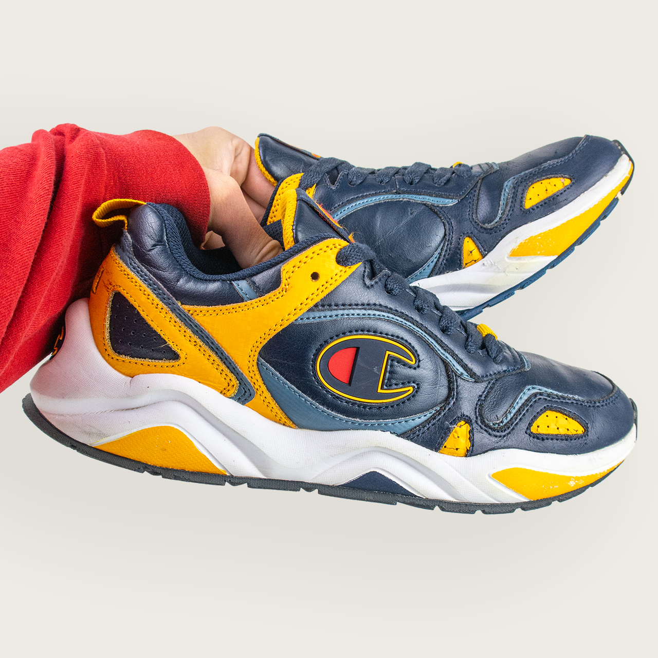 Men's Navy/Yellow CHAMPION Chunky Retro-Style Sneakers - US 8.5