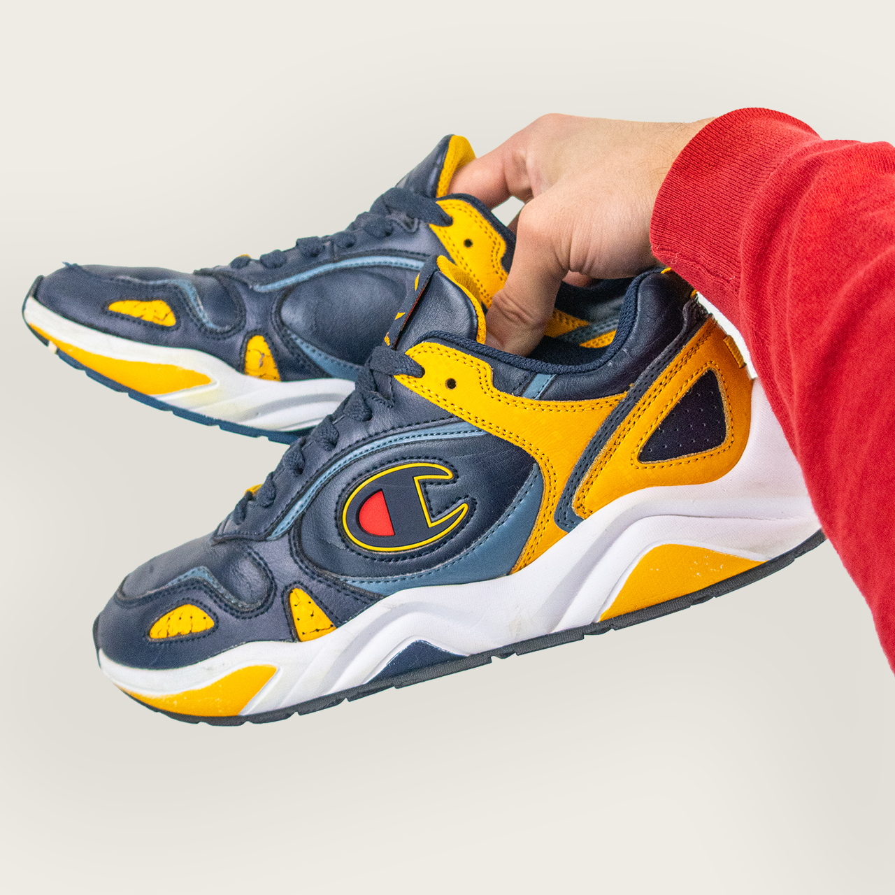 Men's Navy/Yellow CHAMPION Chunky Retro-Style Sneakers - US 8.5