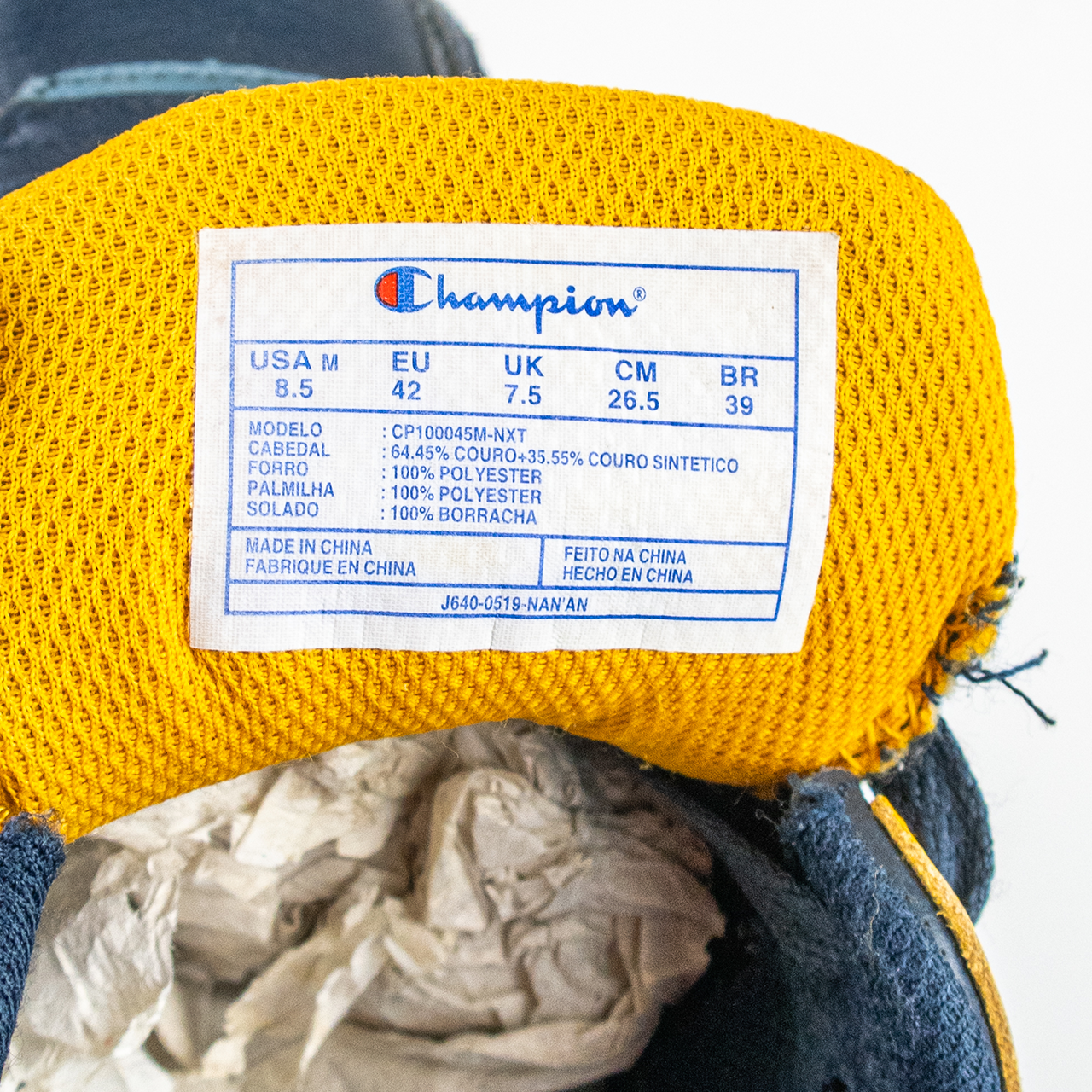 Men's Navy/Yellow CHAMPION Chunky Retro-Style Sneakers - US 8.5