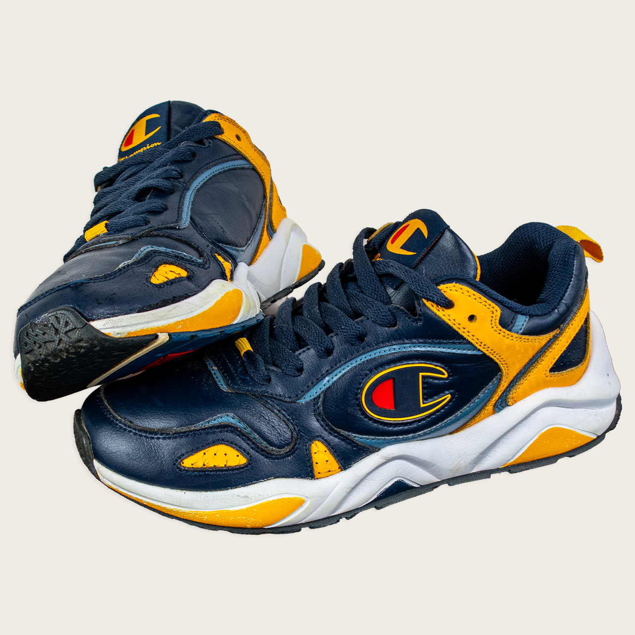 Men's Navy/Yellow CHAMPION Chunky Retro-Style Sneakers - US 8.5