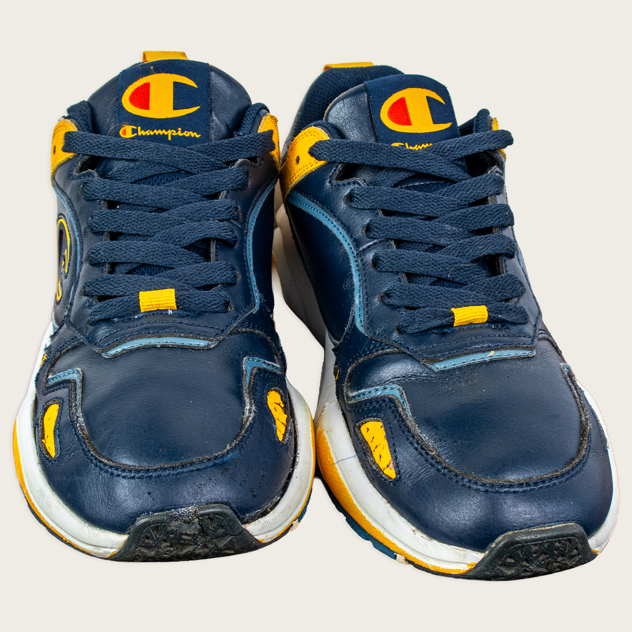 Men's Navy/Yellow CHAMPION Chunky Retro-Style Sneakers - US 8.5