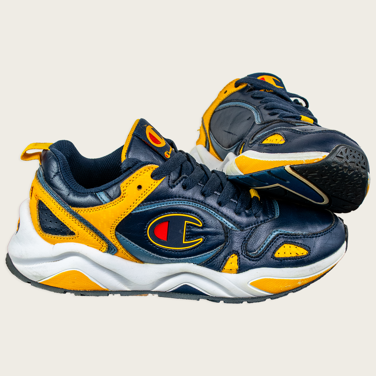 Men's Navy/Yellow CHAMPION Chunky Retro-Style Sneakers - US 8.5
