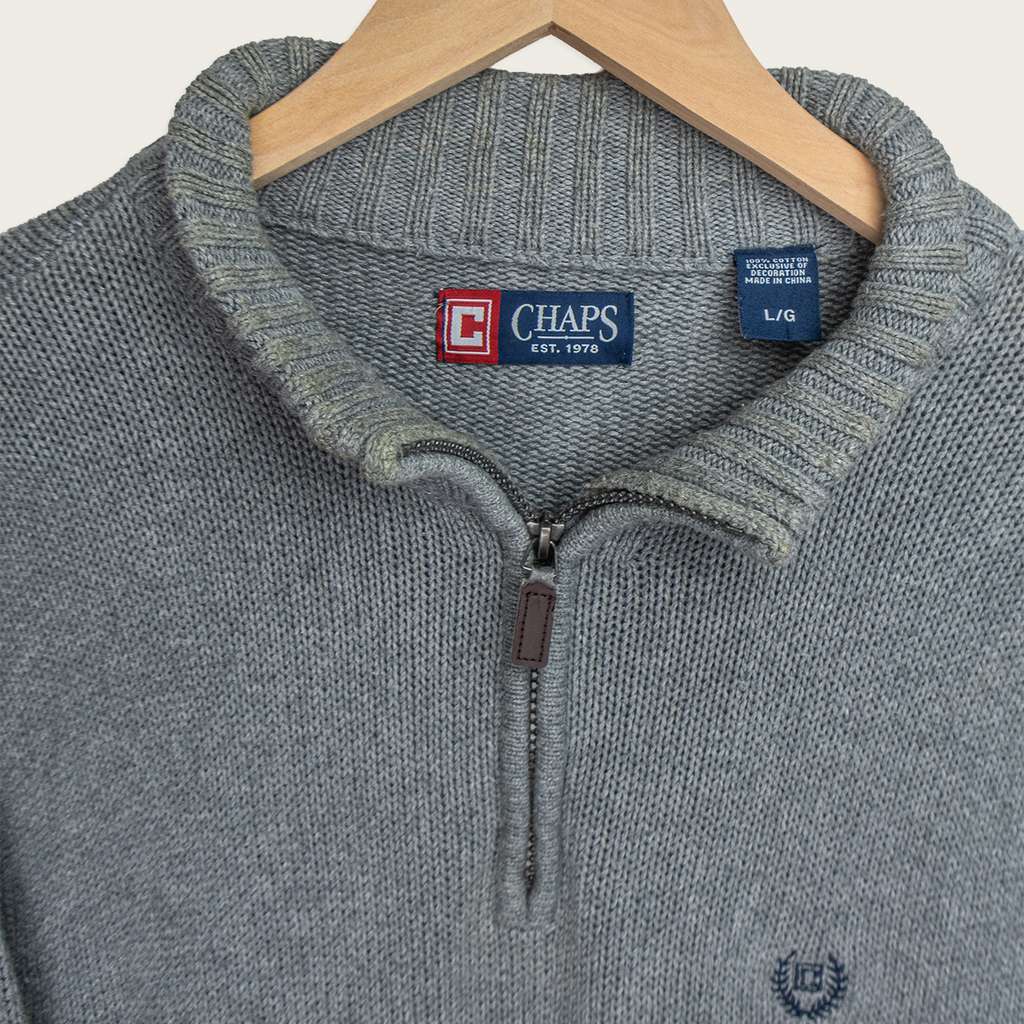 00s Chaps Knitted 1/4-Zip Sweatshirt - L