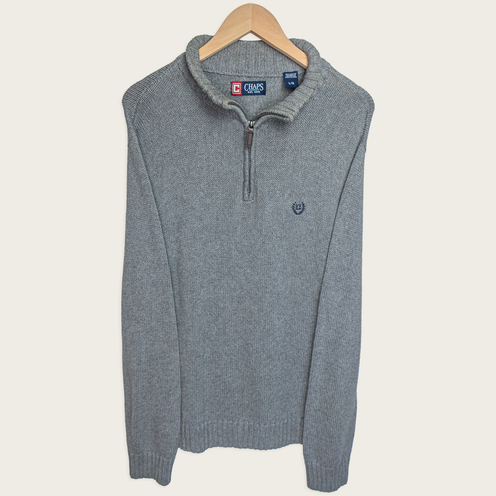 00s Chaps Knitted 1/4-Zip Sweatshirt - L