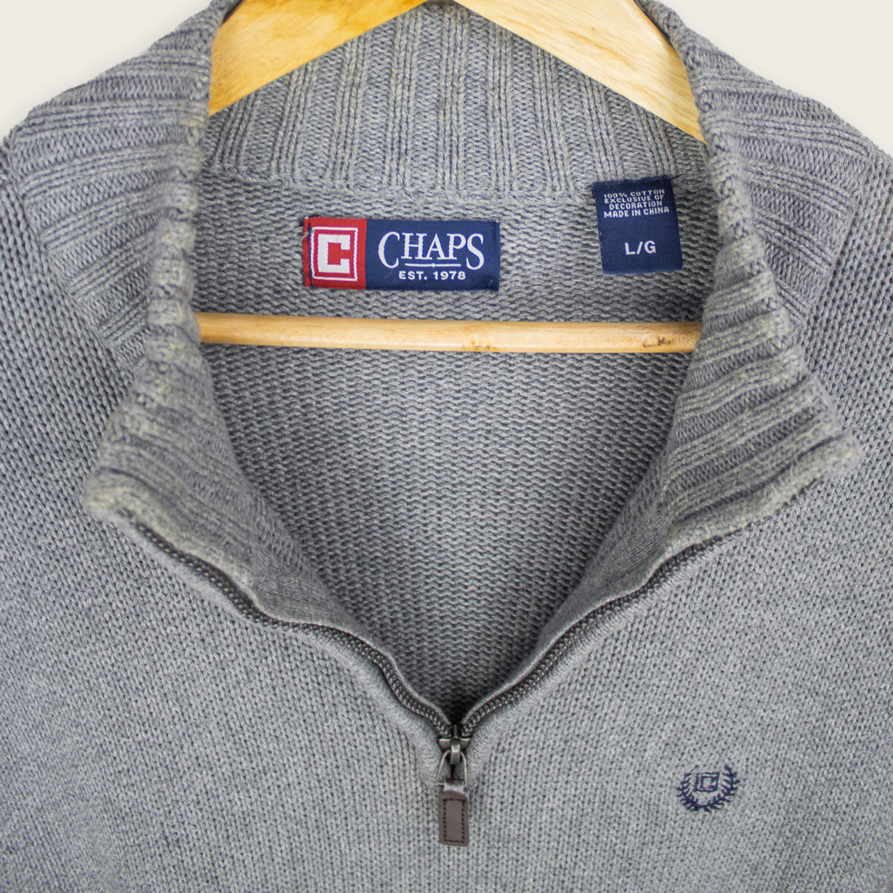 00's Chaps Knitted 1/4-Zip Sweatshirt - L