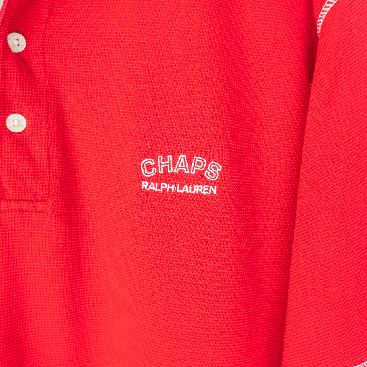 90's CHAPS RALPH LAUREN WAFFLE HENLEY SHIRT - L