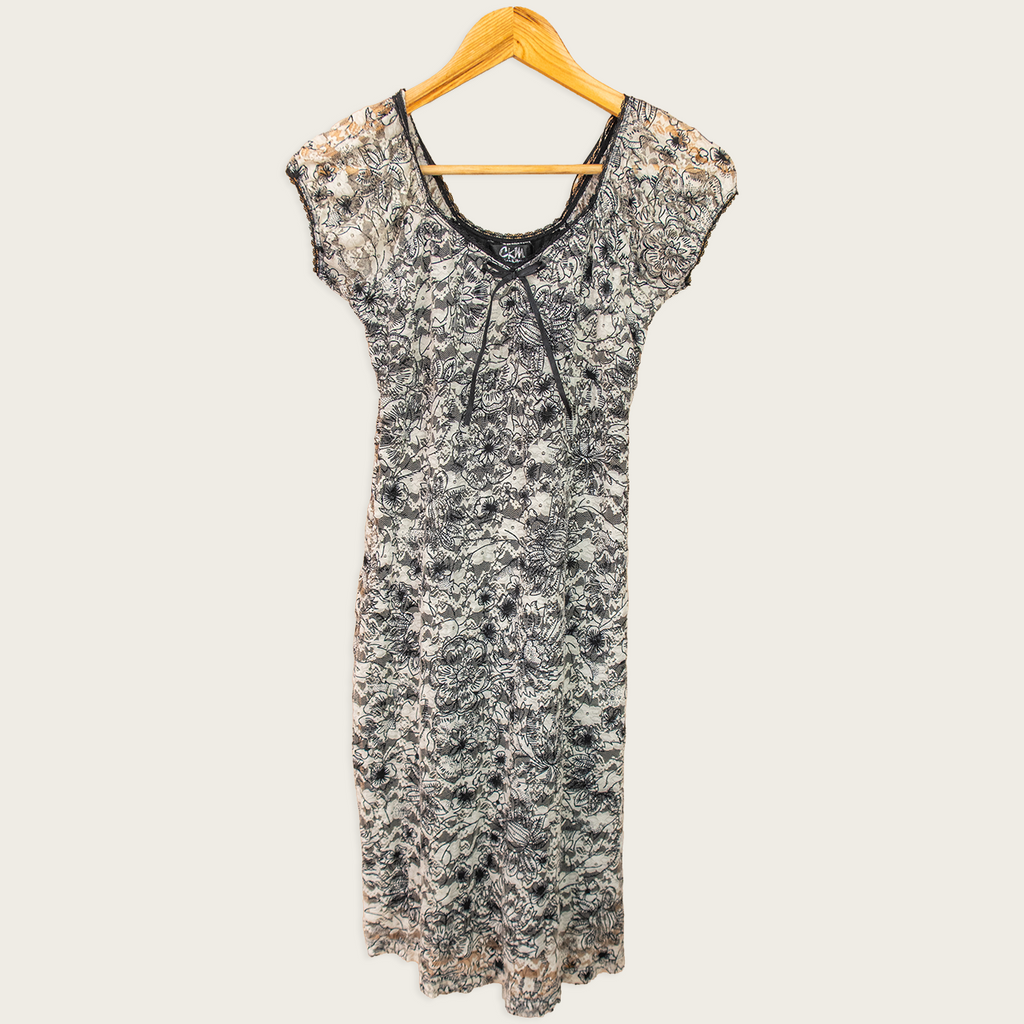 Y2K CKM Mesh Dress - Floral Print - Size S