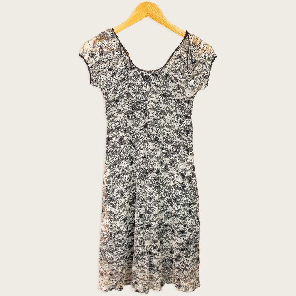Y2K CKM Mesh Dress - Floral Print - Size S
