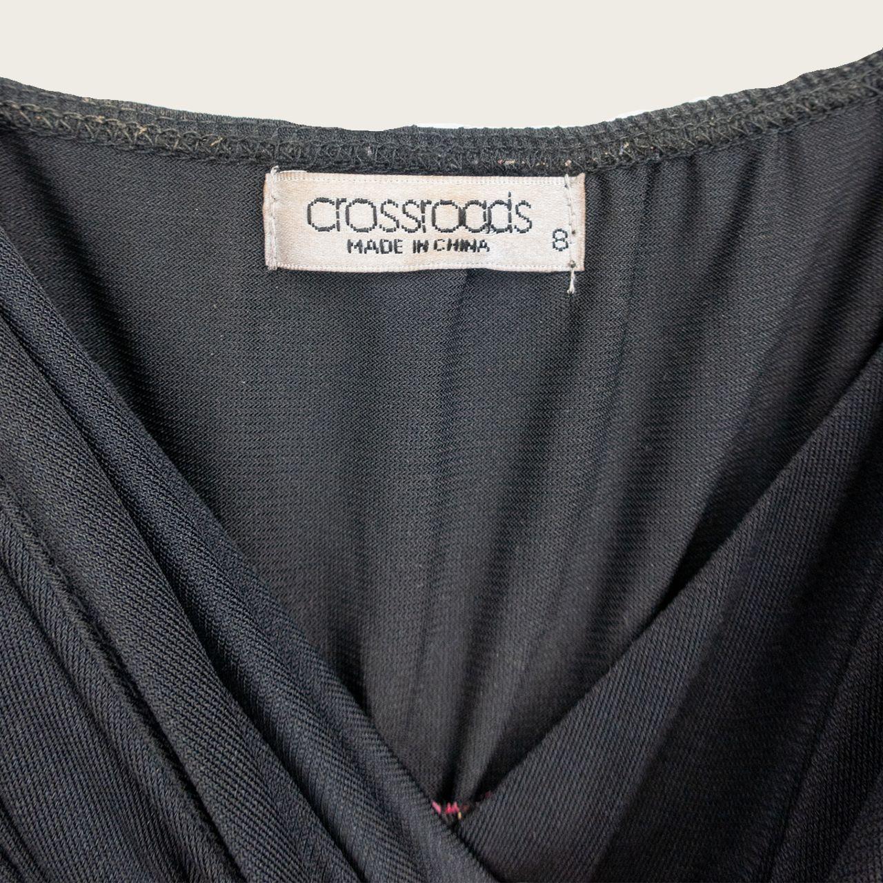 Y2K Crossroads Maxi Dress - Black Bodice Floral Skirt - Size 8