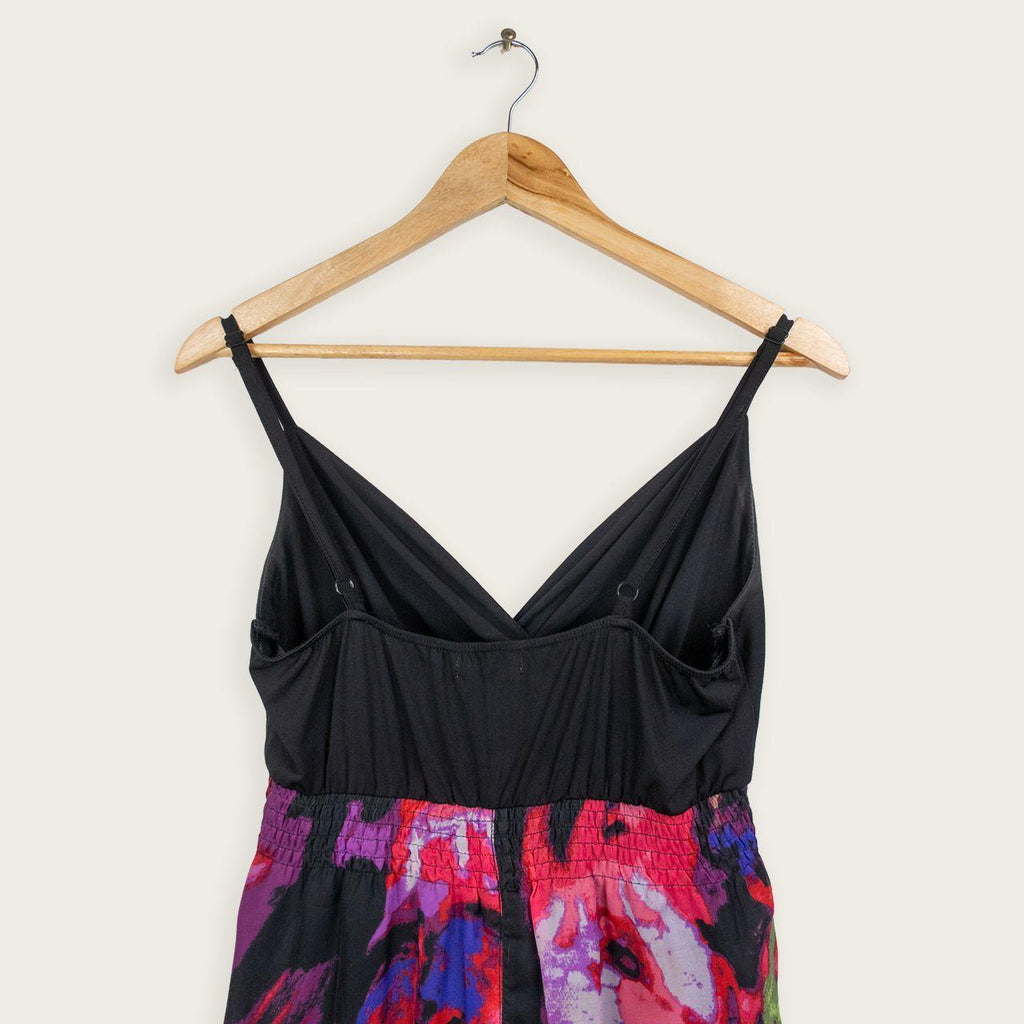 Y2K Crossroads Maxi Dress - Black Bodice Floral Skirt - Size 8