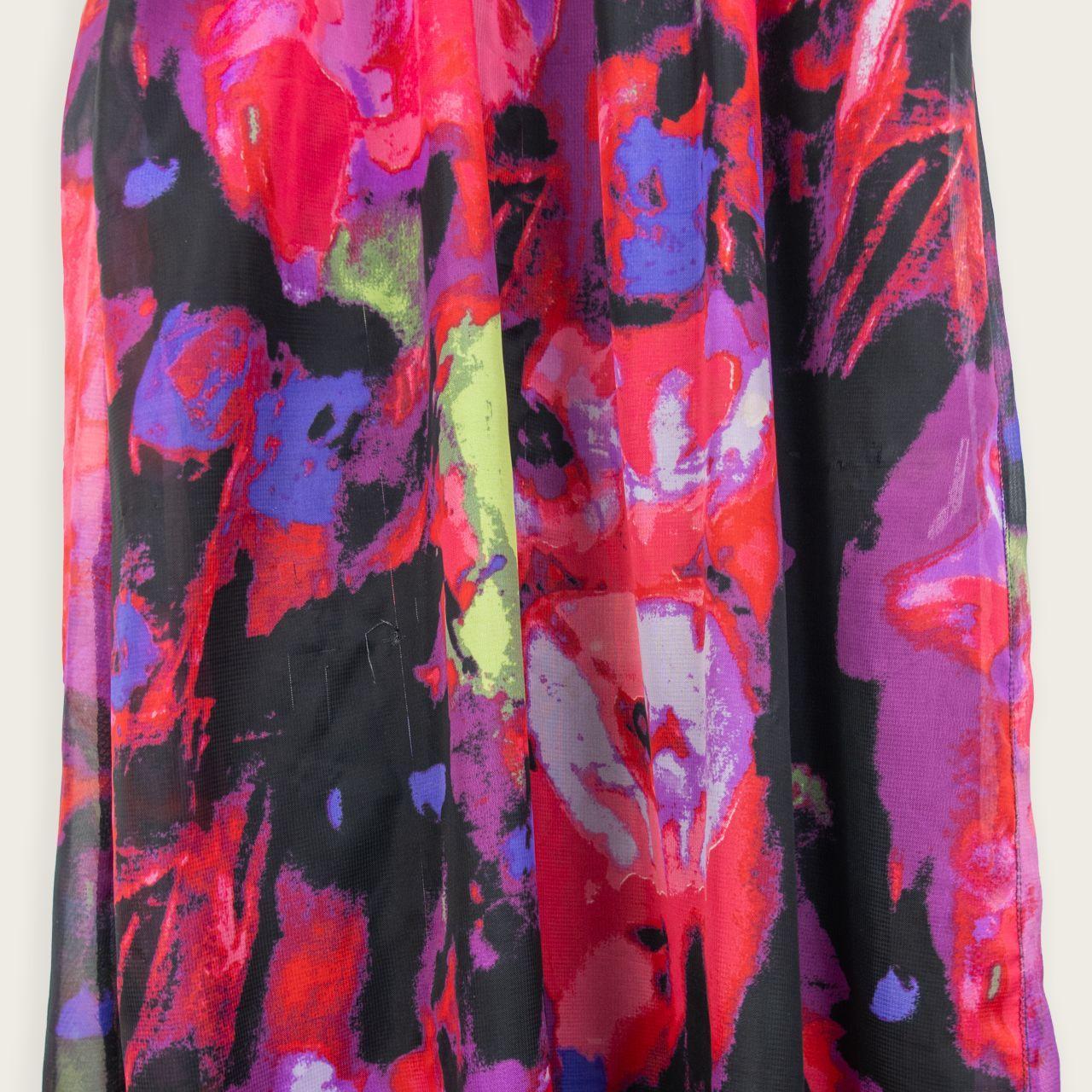 Y2K Crossroads Maxi Dress - Black Bodice Floral Skirt - Size 8