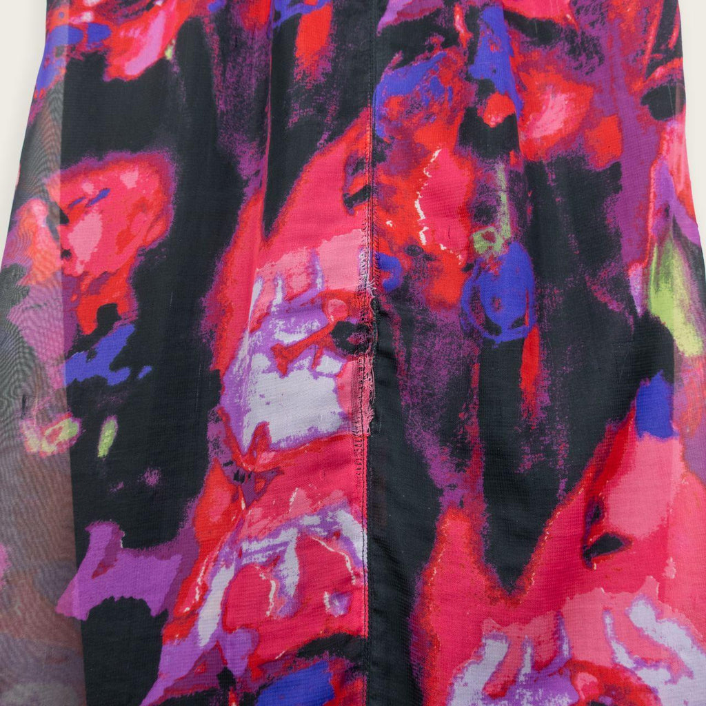 Y2K Crossroads Maxi Dress - Black Bodice Floral Skirt - Size 8