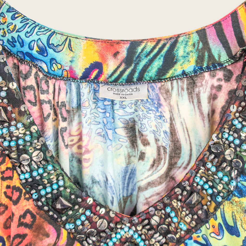 Y2K Crossroads Embellished Print Top - Multicolour - Size XXL