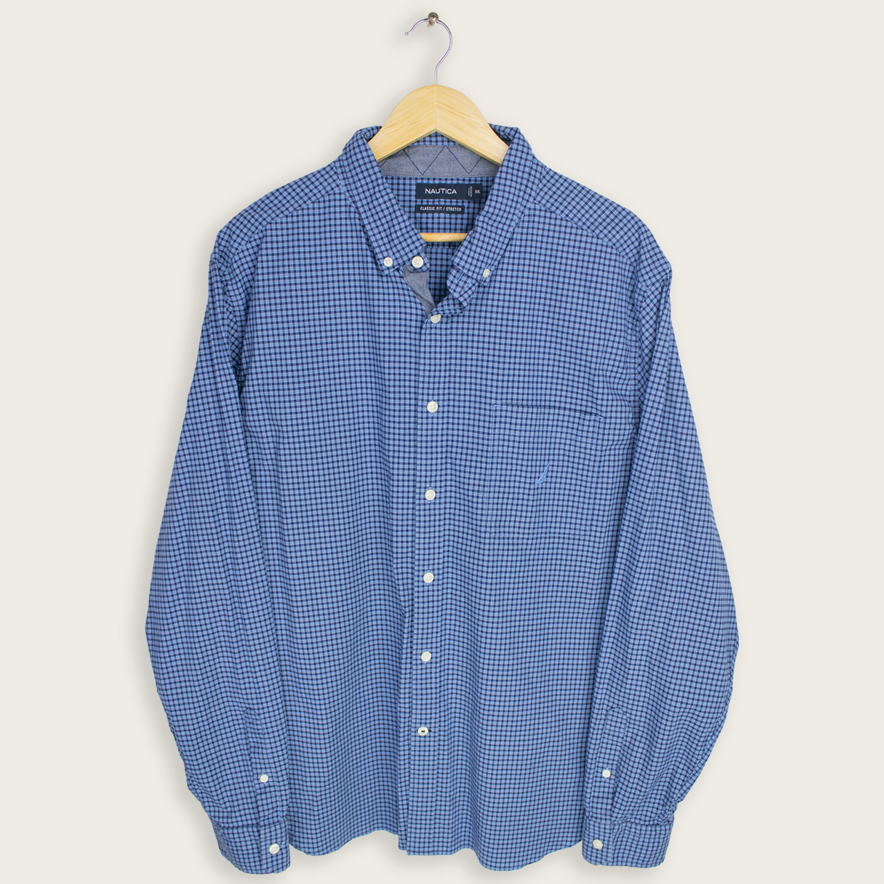 VINTAGE LONG-SLEEVE NAUTICA BUTTON-UP SHIRT - XXL