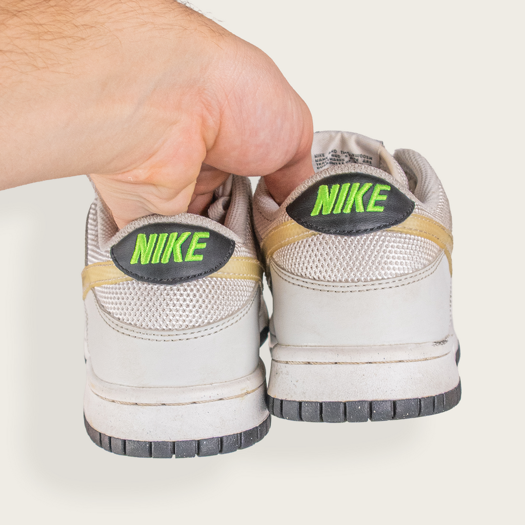 Youth White/Black/Gold NIKE Dunk Low Custom Swoosh - Women's 7.5 US / 6Y