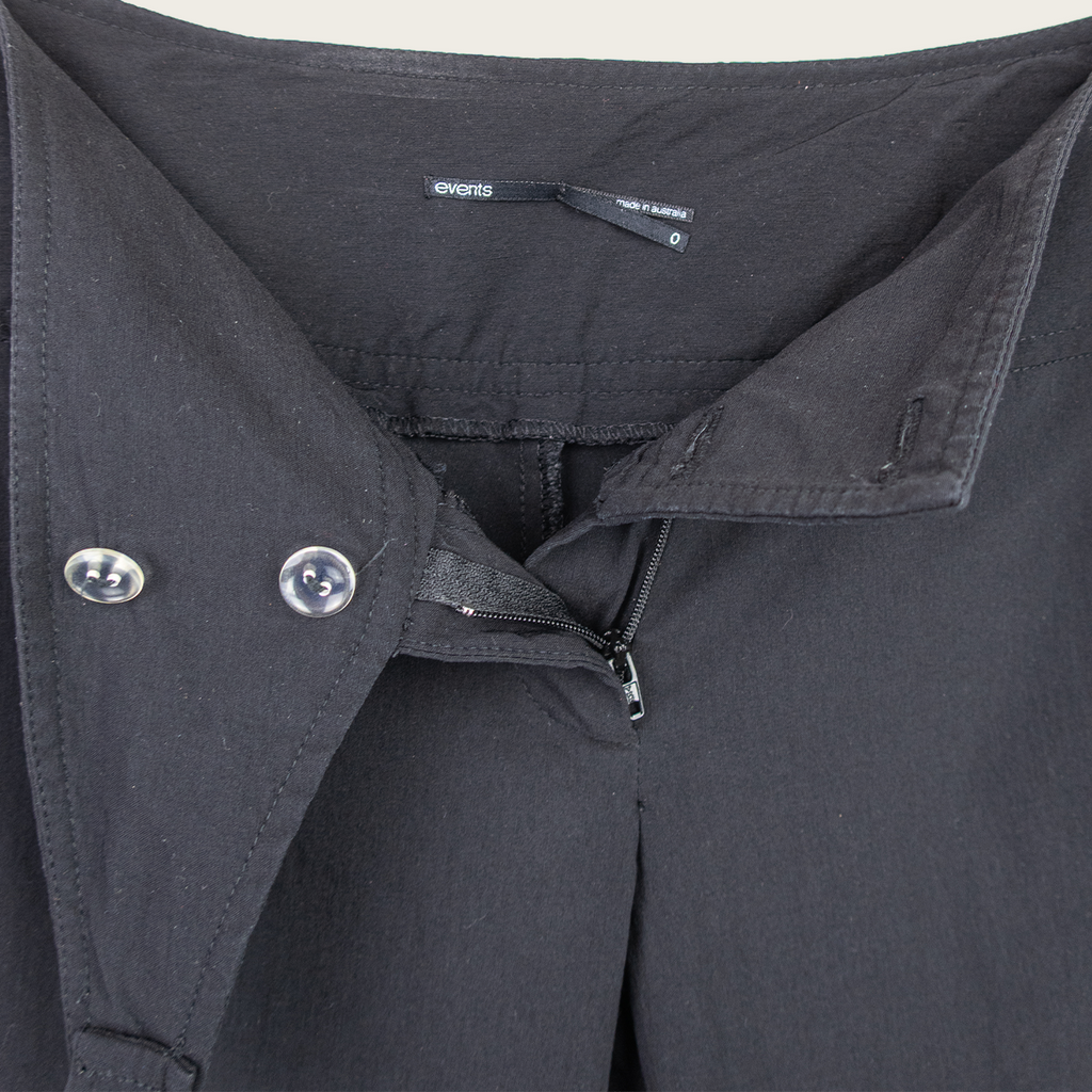 Y2K Events Black Wrap Waist Pants - Minimal Straight Leg - Size 6