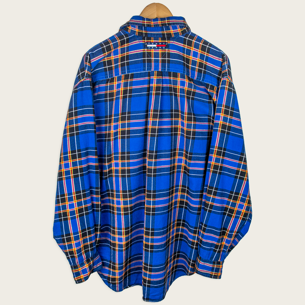 90's Tommy Hilfiger Long-Sleeve Flannel Button-Up Shirt - M
