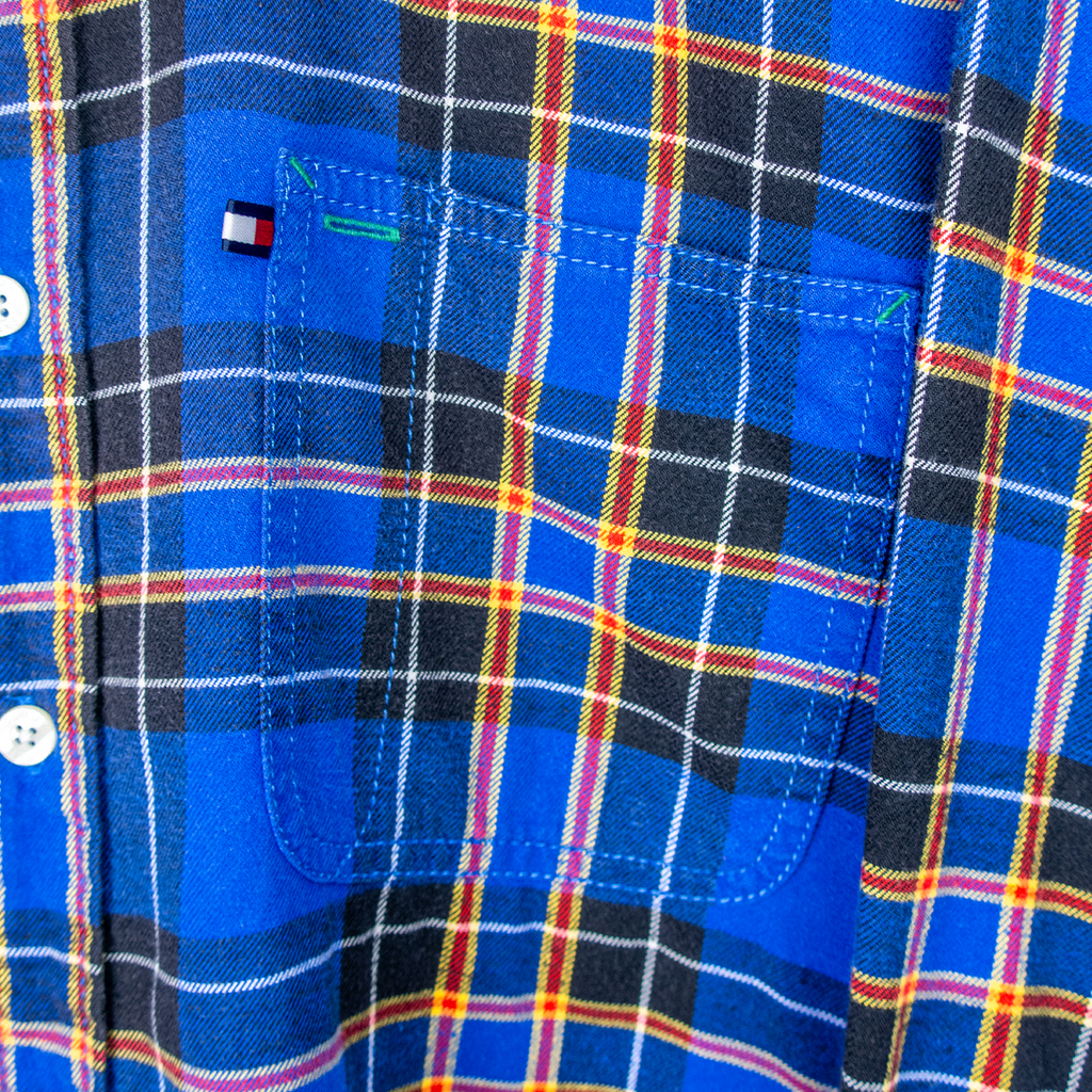 90's Tommy Hilfiger Long-Sleeve Flannel Button-Up Shirt - M