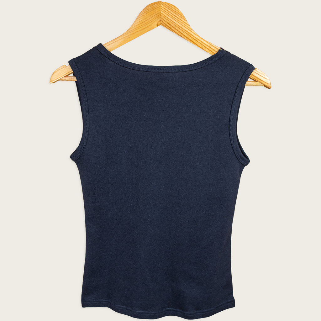 Y2K Sunflower Lace Trim Tank - Black Cotton - Size 12