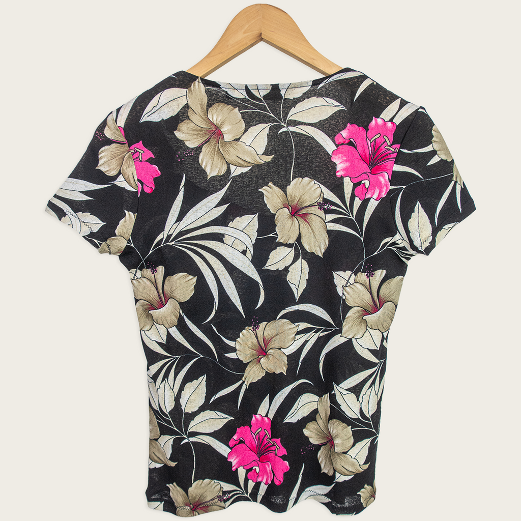 Capital M Floral Top - Black - Size S