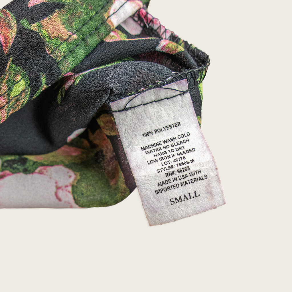 Vintage Prospect Blvd Sheer Floral Top - Black Pink Roses - Size Small