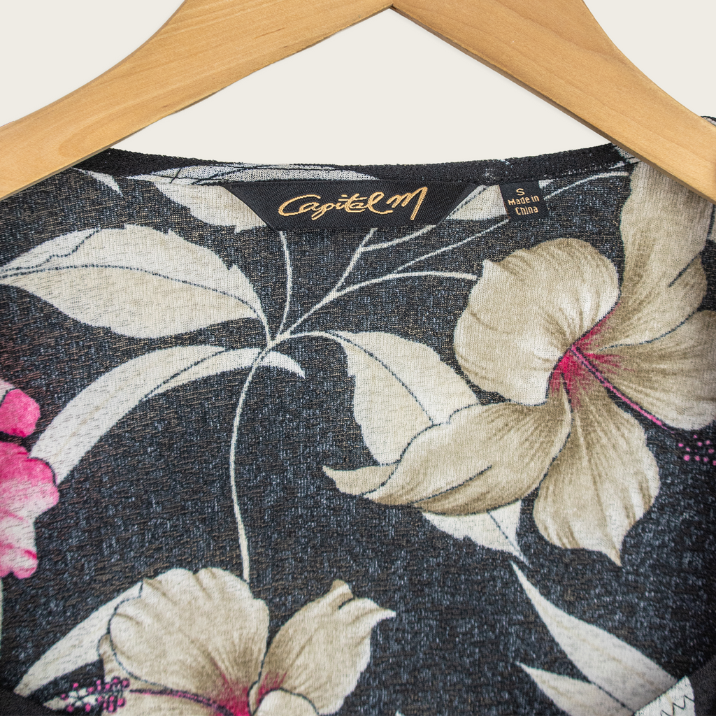 Capital M Floral Top - Black - Size S