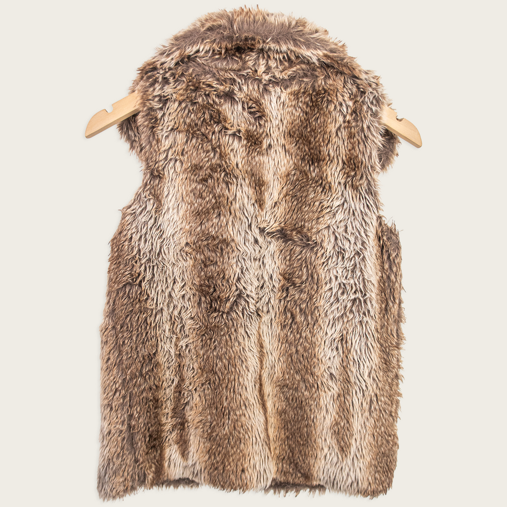 Ice Faux Fur Vest - Brown - Size XS