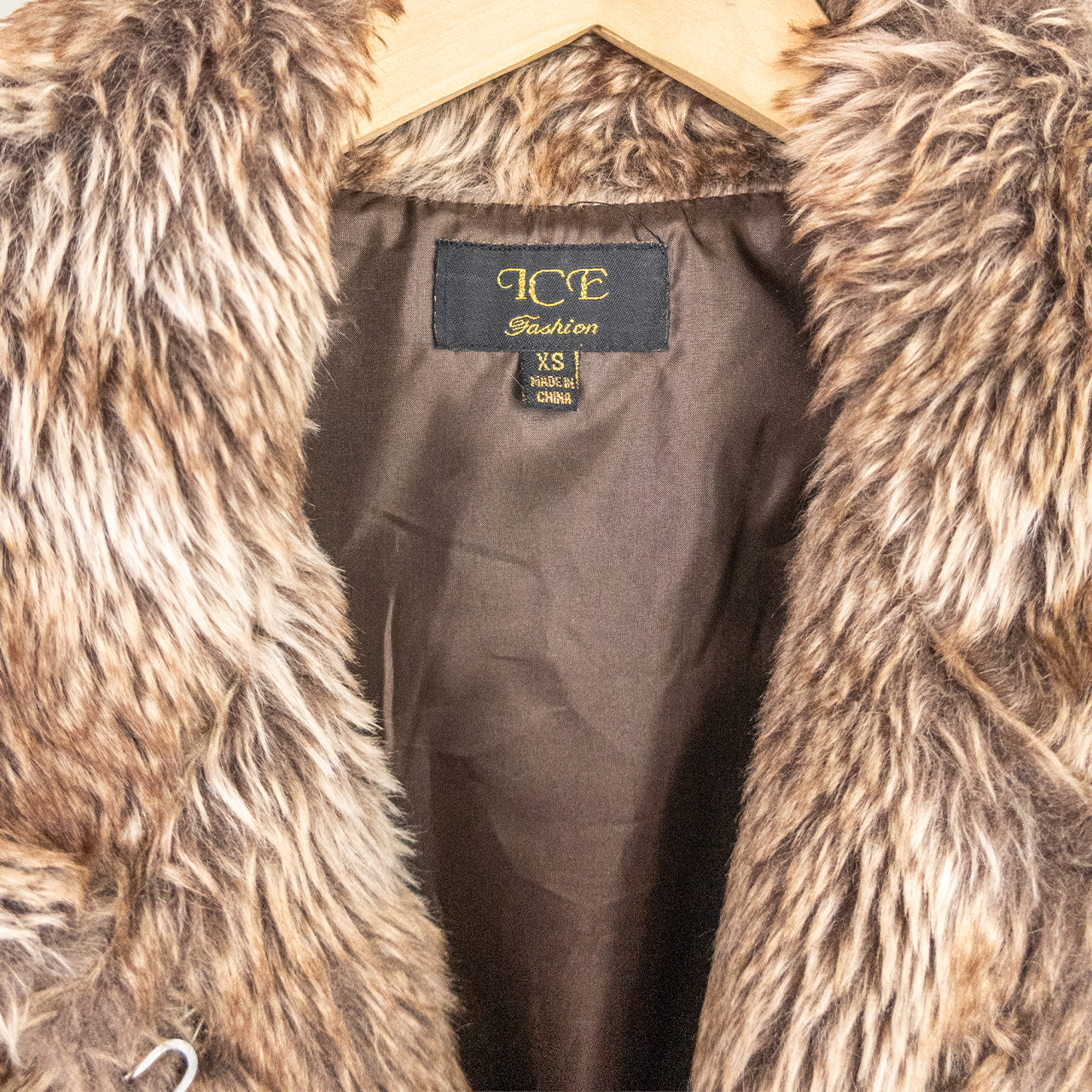 Ice Faux Fur Vest - Brown - Size XS