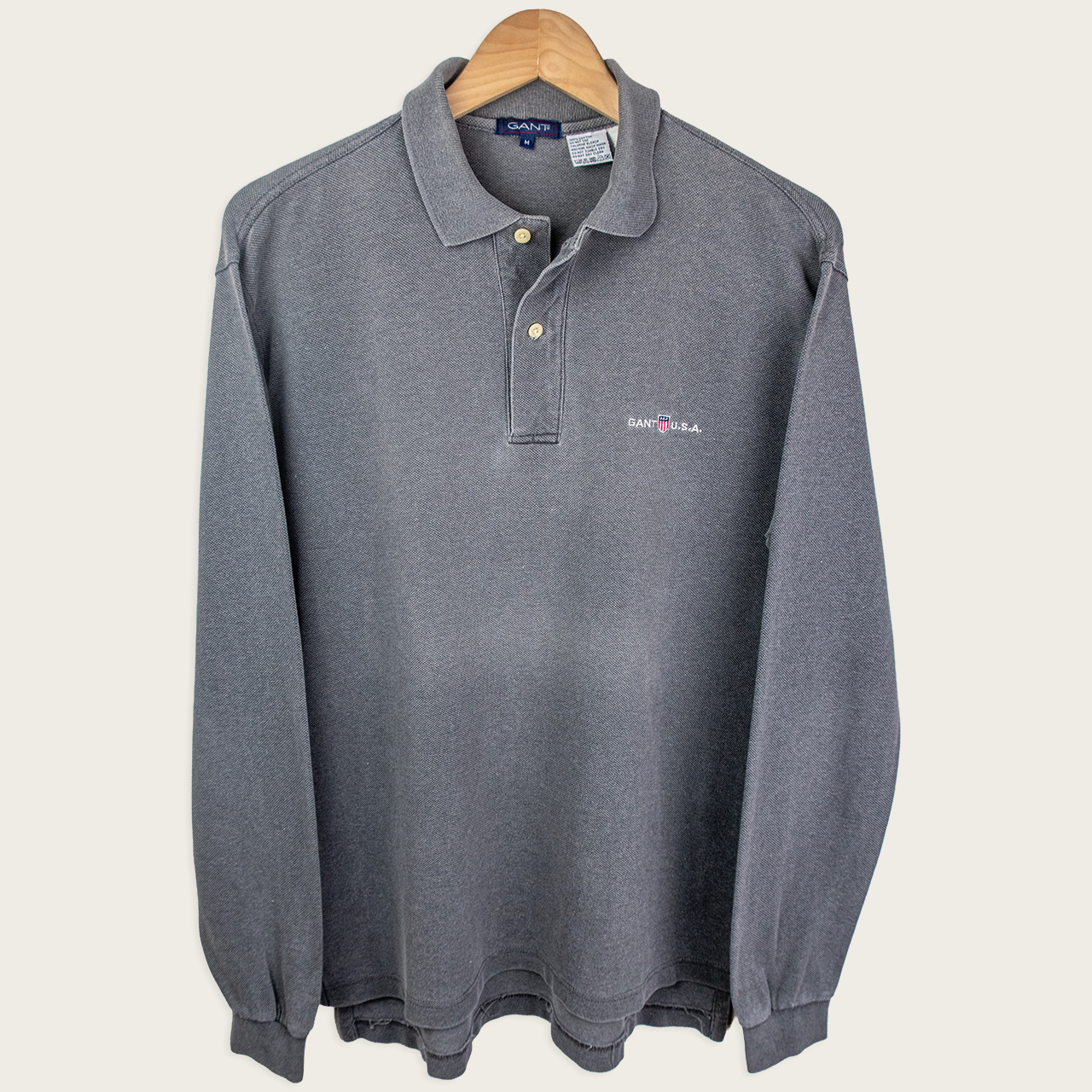 90's Gant Long-Sleeve Polo Shirt - M