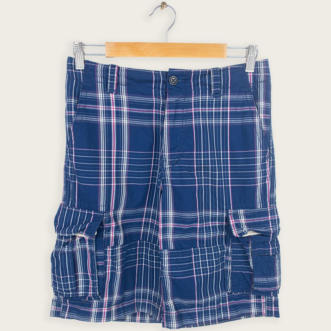 Gap Cargo Shorts - Navy Multicolour Check - Size 6