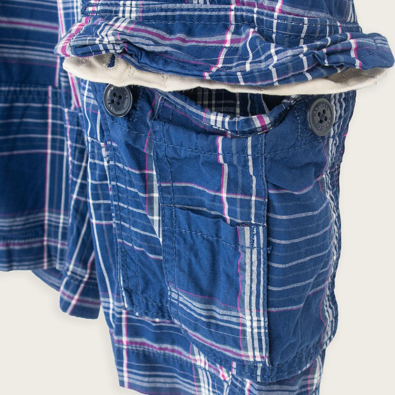 Gap Cargo Shorts - Navy Multicolour Check - Size 6