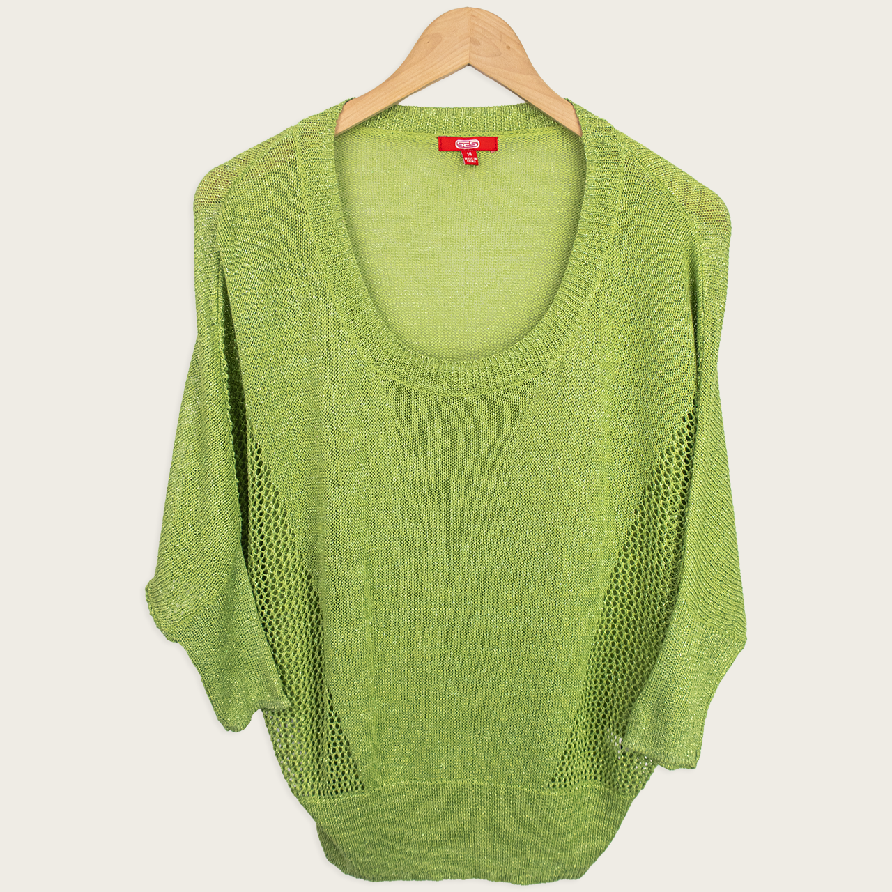 Y2K SES Knit Top - Lime Green - Size 14