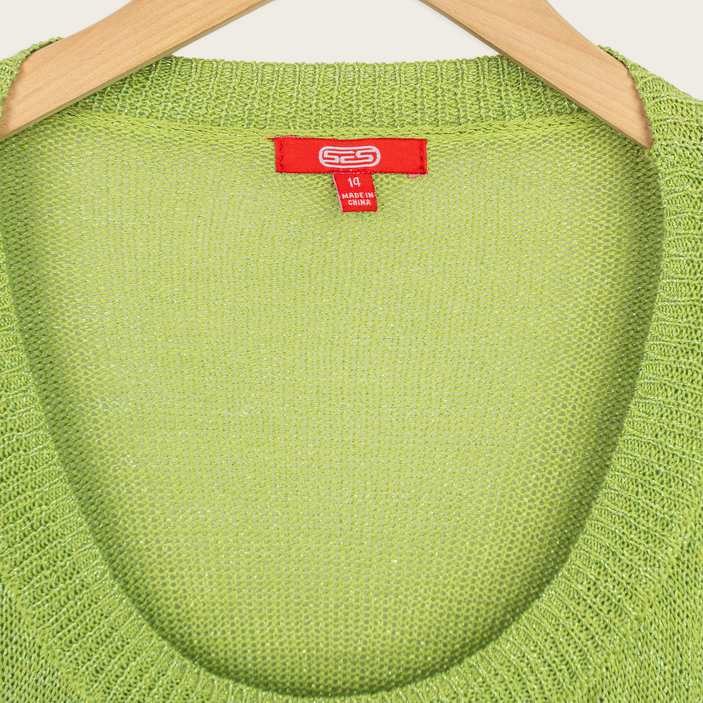 Y2K SES Knit Top - Lime Green - Size 14