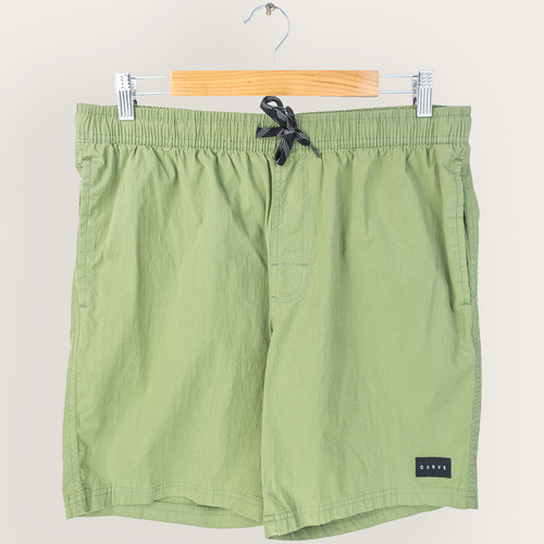 Green CARVE Casual Lightweight Streetwear Shorts - 34"