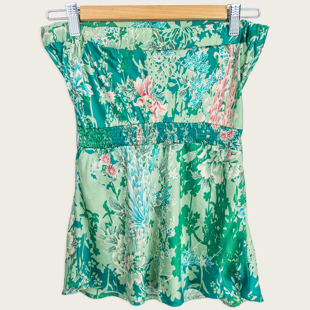 Y2K Warehouse Strapless Top - Green Floral - Size 8