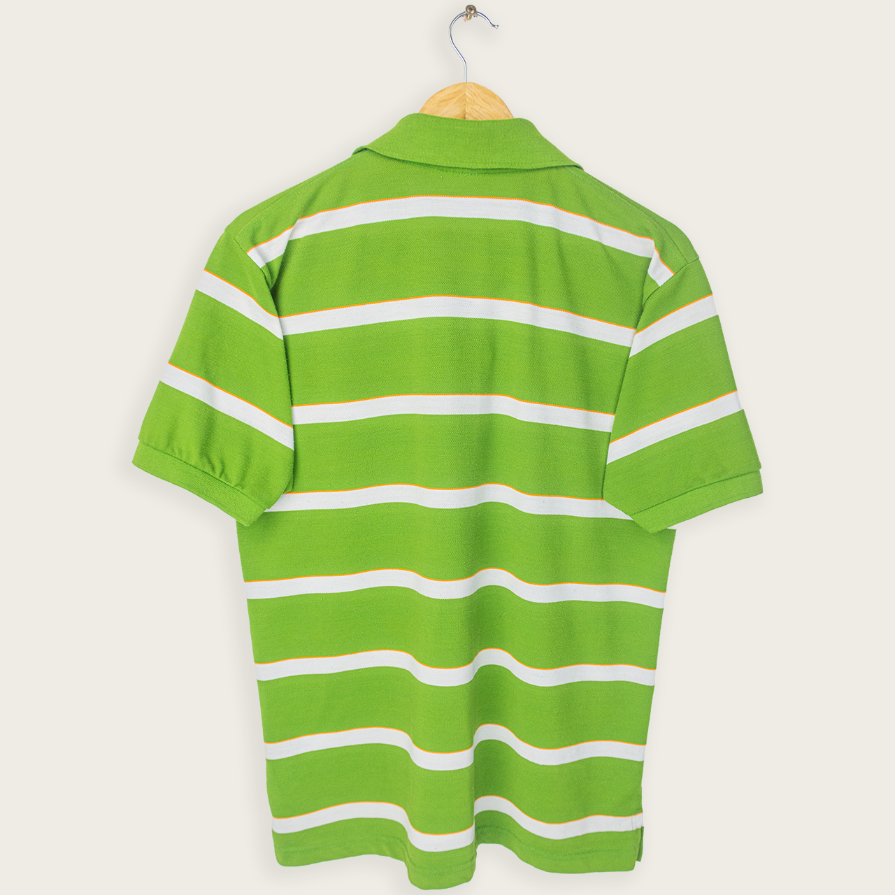 00's LACOSTE STRIPED POLO SHIRT - L