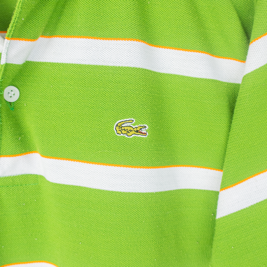 00's LACOSTE STRIPED POLO SHIRT - L