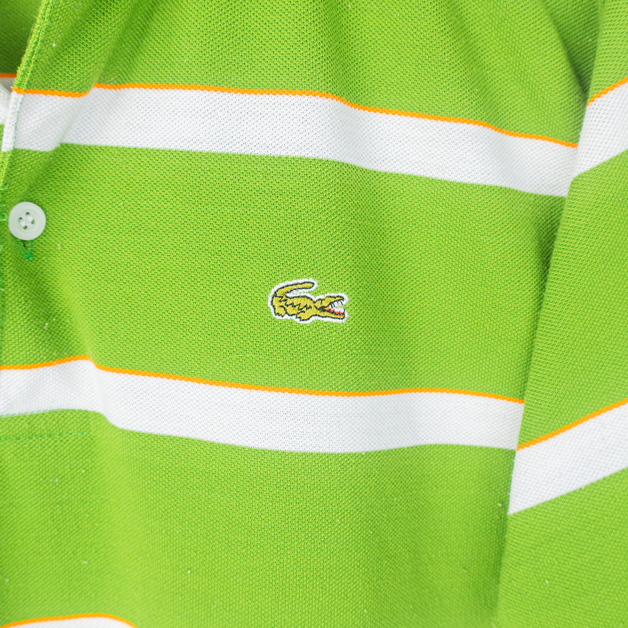 00's LACOSTE STRIPED POLO SHIRT - L